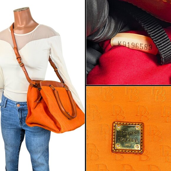 SOLD Dooney & Bourke Orange Signature Gretta Canvas Jacquard Leather Satchel - Picture 10 of 10